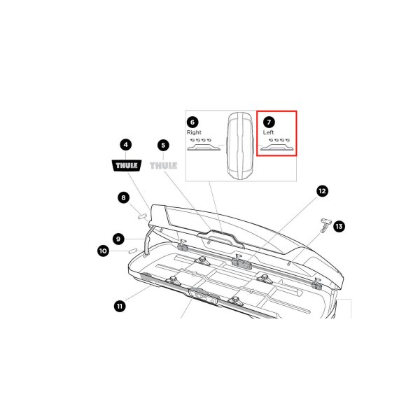 Thule Handle bar SP Kit left Ersatzteil Griffleiste links für Dachboxen