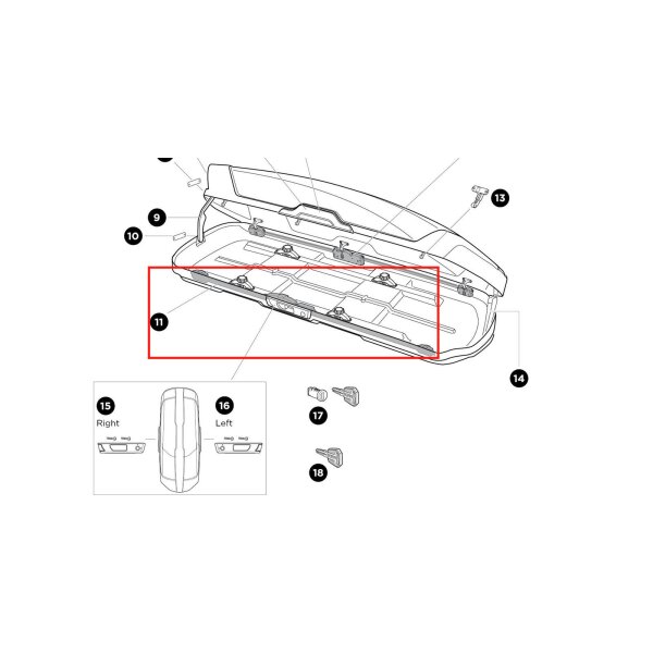 Thule Lockbar 1175 mm Right Schließleiste rechts für Dachbox Motion XT M
