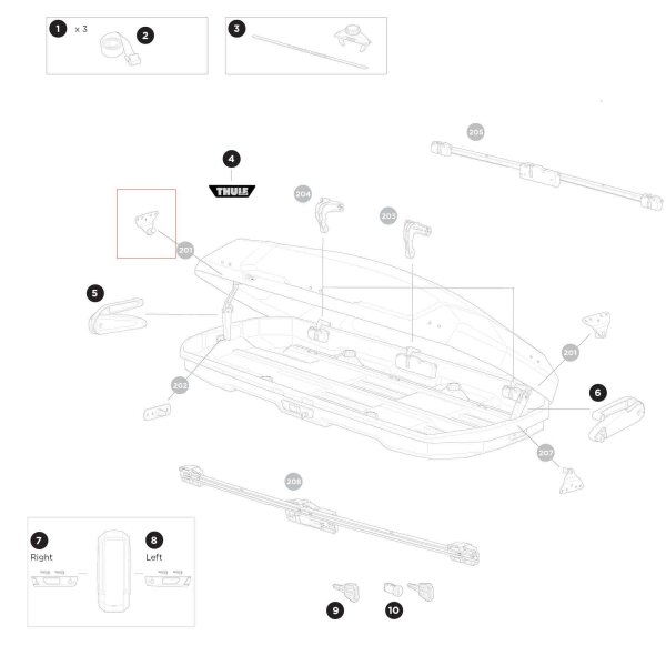 Thule Lid lifter bracket (front lid) Ersatzteil für Force 3 Dachboxen