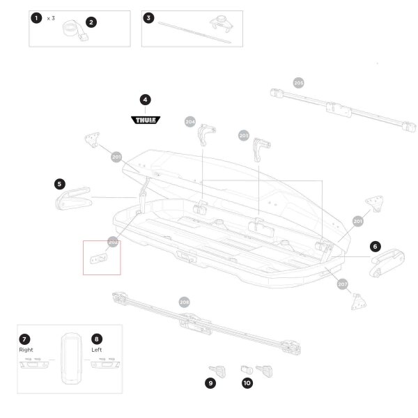 Thule Halter für Deckelstütze (Holder Dual Force) Ersatzteil für Force 3 Dachboxen