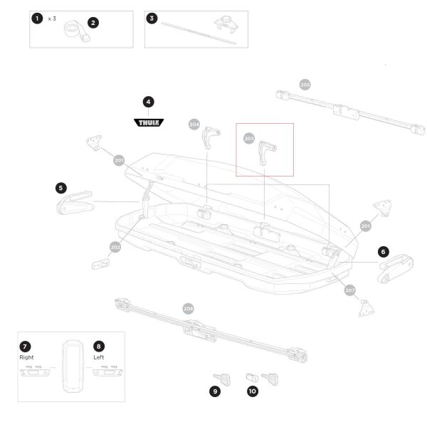 Thule Hitch hook (center) Ersatzteil für Force 3 Dachboxen