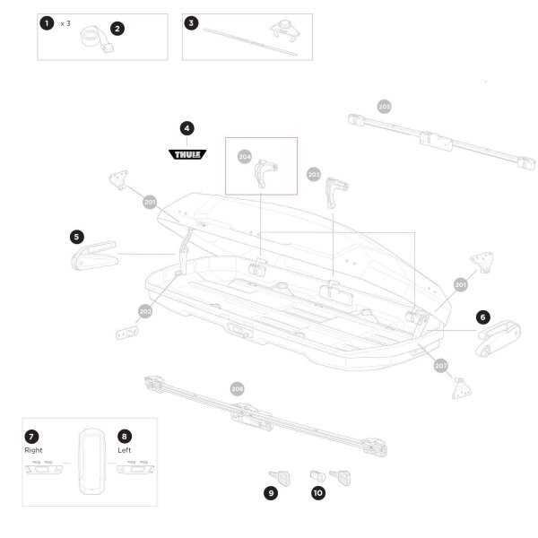 Thule Hitch hook (front/rear) Ersatzteil für Force 3 Dachboxen