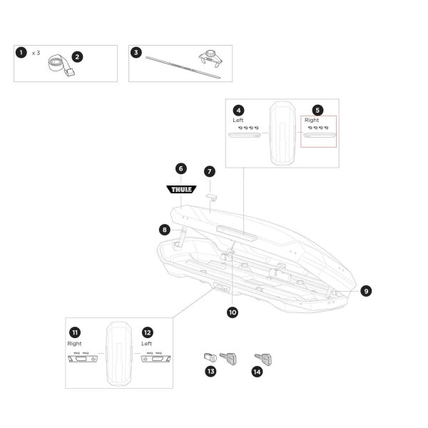 Thule Handle Right Ersatzteil für Motion 3 Dachboxen